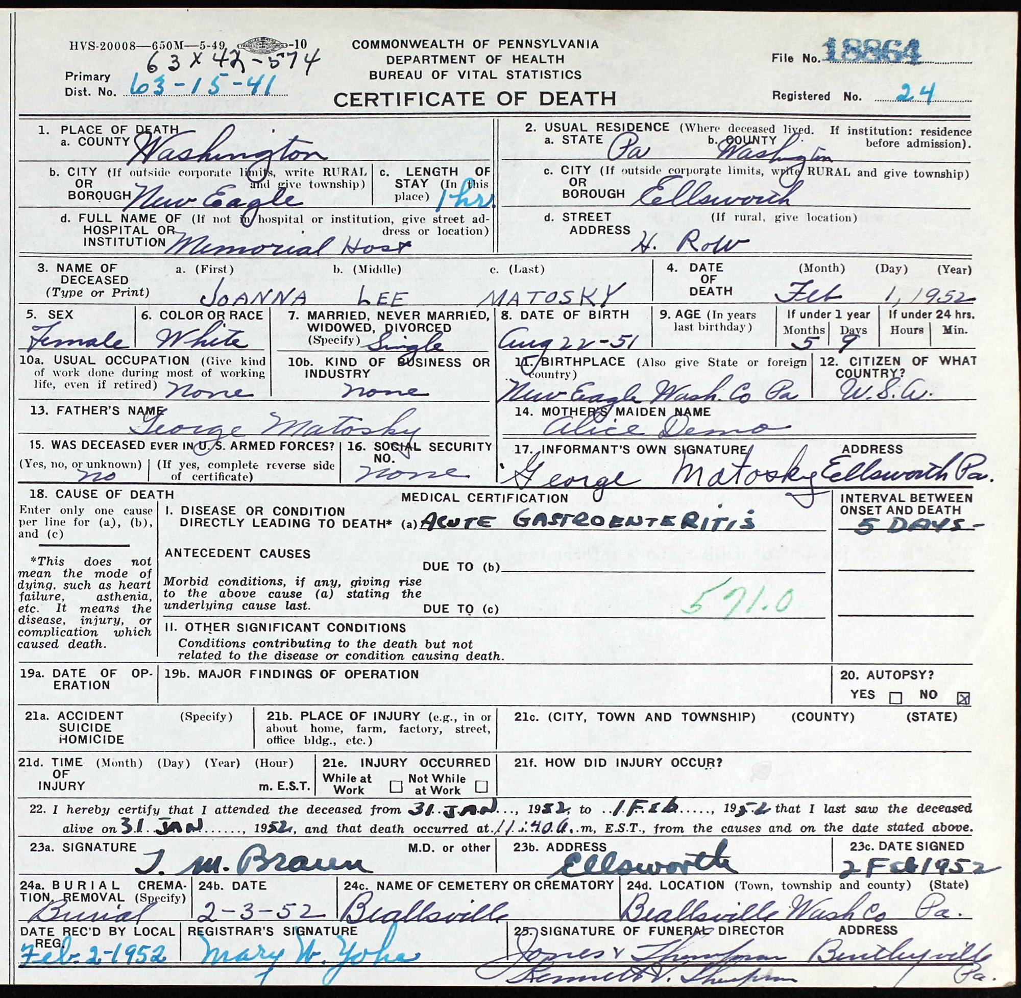 death certificate